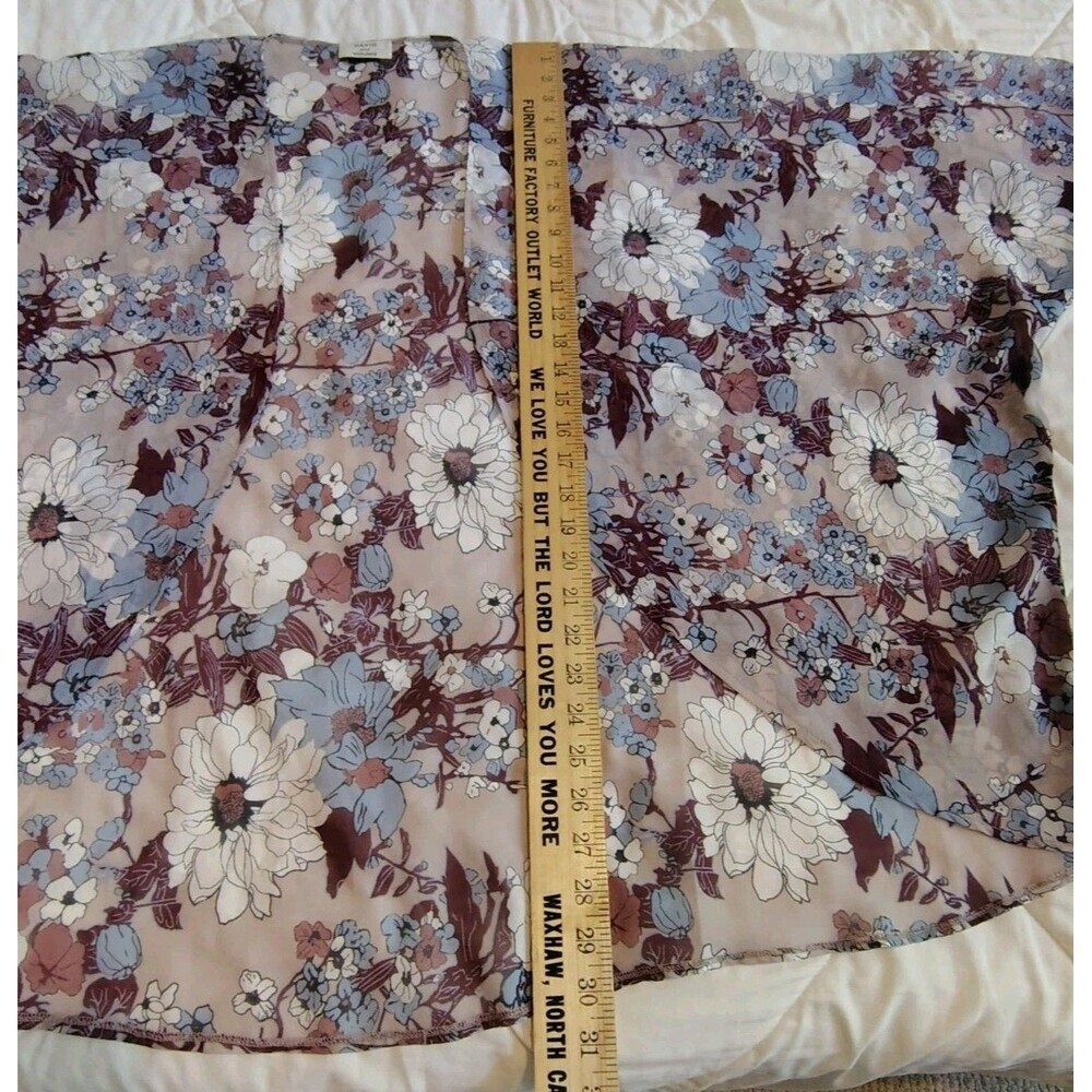 David and Young Floral Kimono Wrap One Size OSFM Semi Sheer Open Front Cardigan - Picture 8 of 9